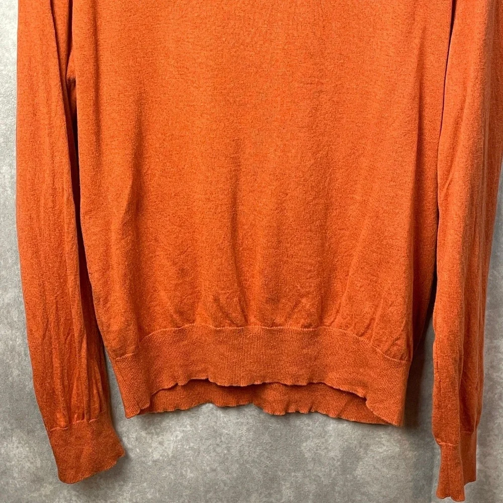 Banana Republic Sweater Mens L Orange Silk Cotton‎ Cashmere Luxury Blend V-Neck